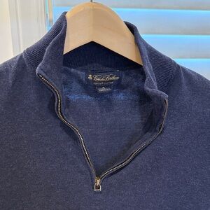Brooks Brothers Men's Dark Blue Zip-Up Sweater